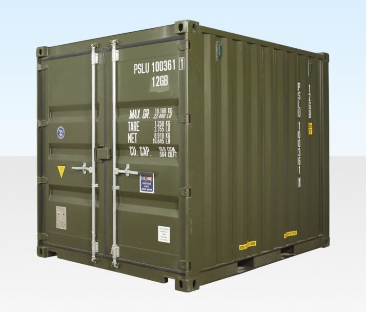 10ft x 8ft Shipping Container (One Trip) Green (RAL 6007)