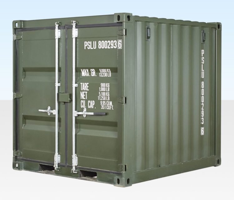 8ft One Trip Shipping Container Green (RAL 6007)